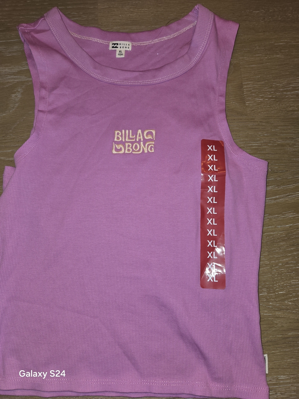 Billabong Pink Ribbed Tank with Embroidered Logo Eomens XL New